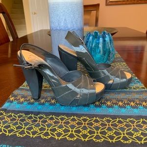 Jessica Simpson Open-toe Patent Leather Heels 5.5